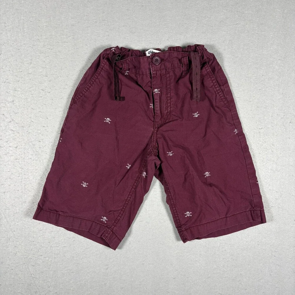 Old Navy Boys Size 8 Chino Shorts Burgundy Flat Front Adjustable Waist